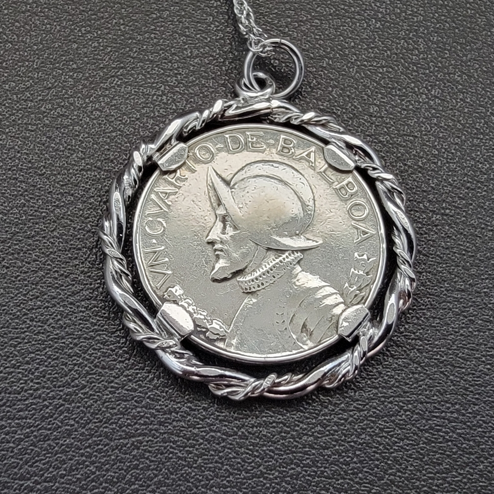 1947 Panama Balboa Silver Coin Necklace| ..900 Fine | Ultra Provenance Collector